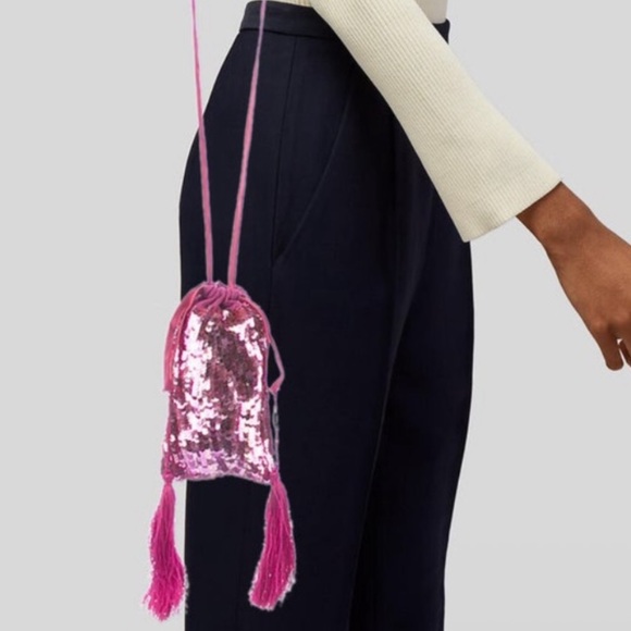 The Attico Handbags - The Attico pink sequin drawstring shoulder drawstring bag small